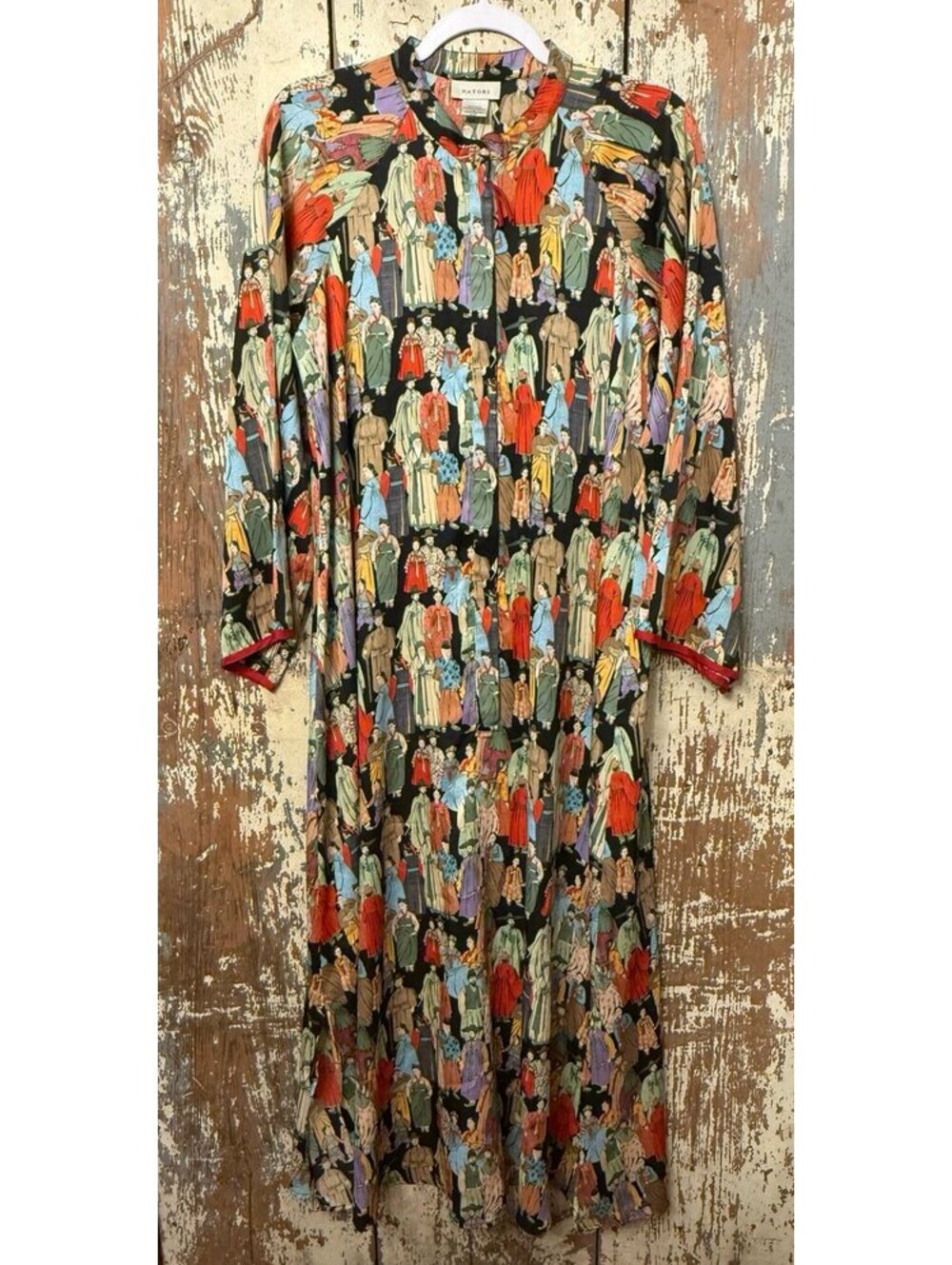 NATORI Dynasty Crowded City Zip Caftan Women's size Small